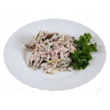 Салат с языком с овощами под майонезом